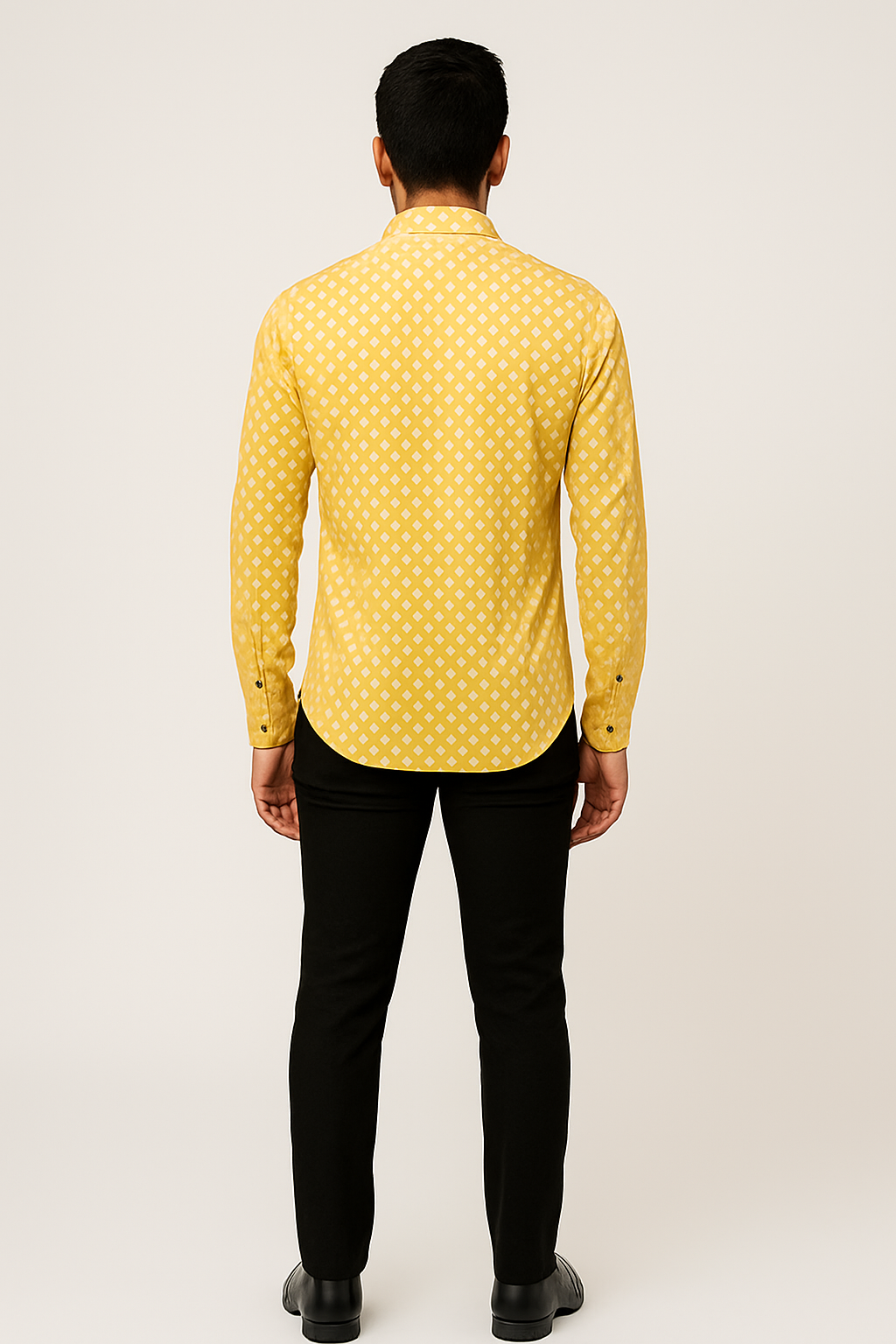 Mitty Yellow Diamond Print Full Sleeve shirt for Men