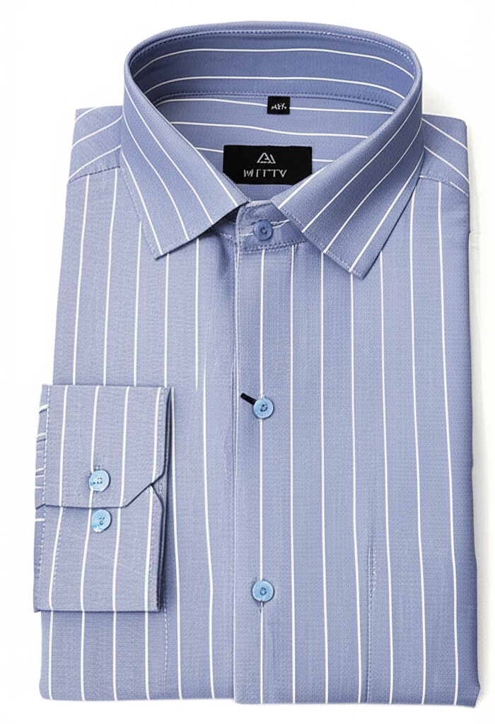 Mitty Light Blue Striped Full Sleeve Linen Shirt for Men