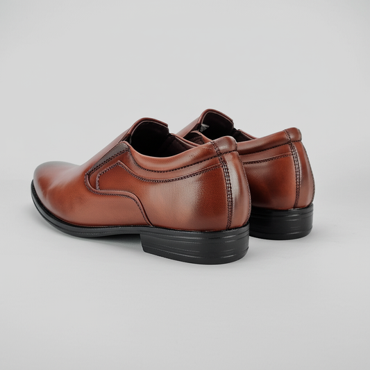 Mitty Brown Formal Slip-on PU Leather Shoes for Men 3302