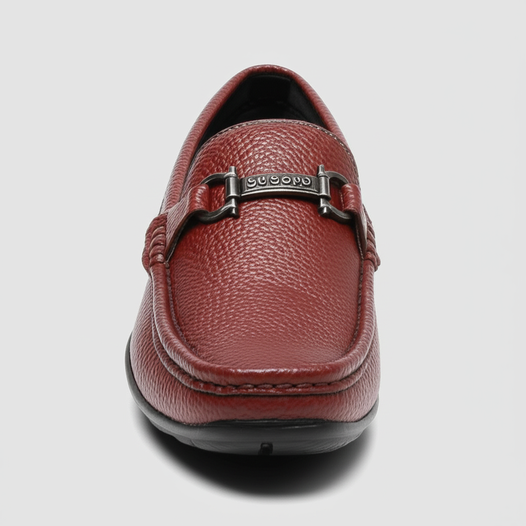Mitty Cherry PU Leather Loafers for Men 9025