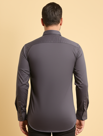 Mitty Charcoal Grey stretch Full Sleeve Shirt for Men