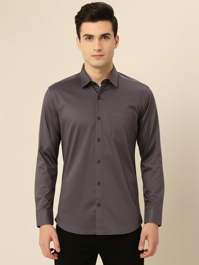 Mitty Charcoal Grey stretch Full Sleeve Shirt for Men