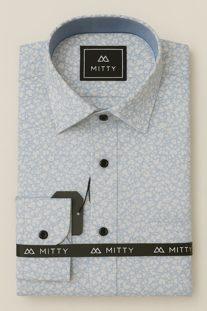 Mitty Blue Floral Print Full Sleeve Shirt for Men