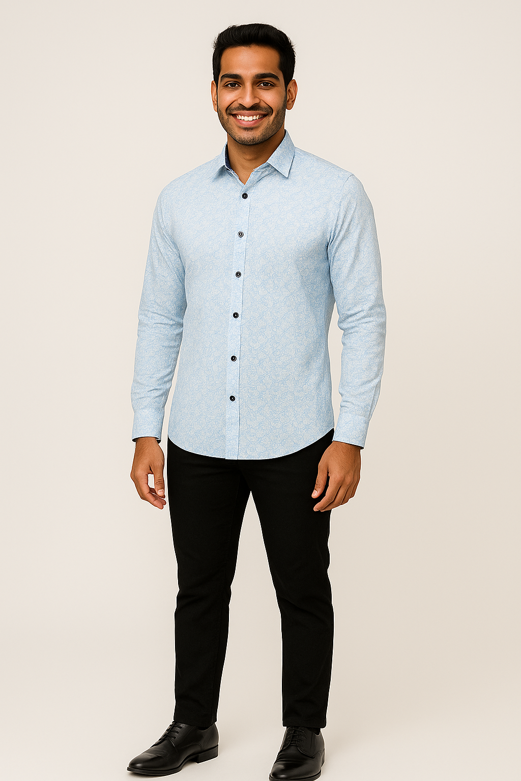 Mitty Blue Floral Print Full Sleeve Shirt for Men