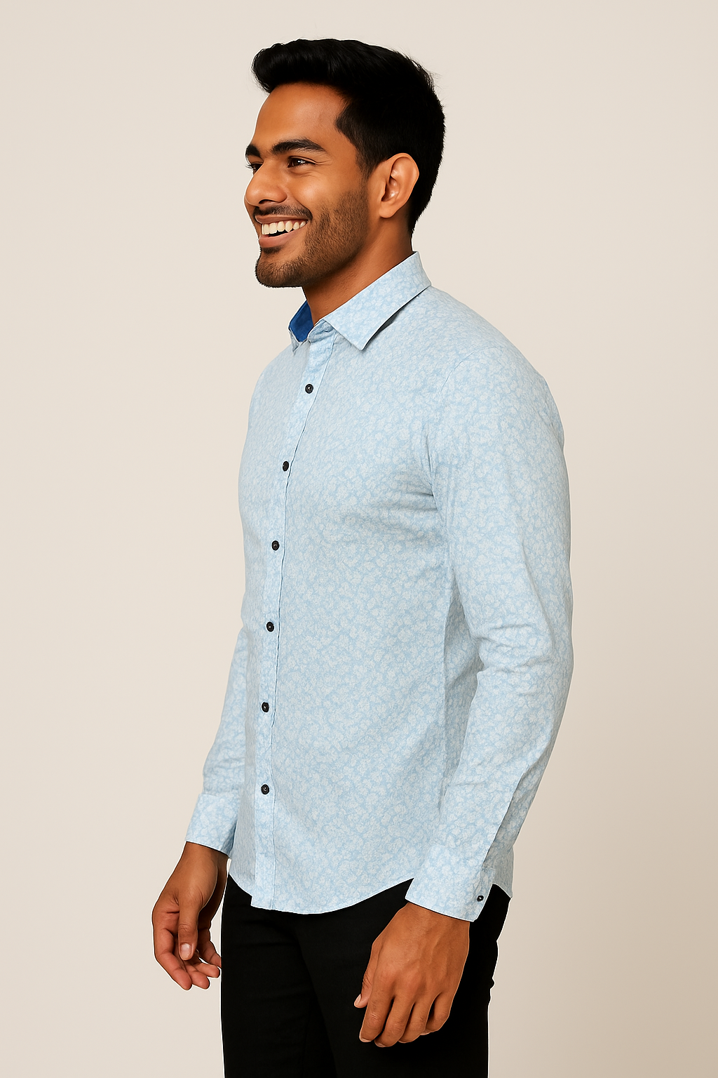 Mitty Blue Floral Print Full Sleeve Shirt for Men