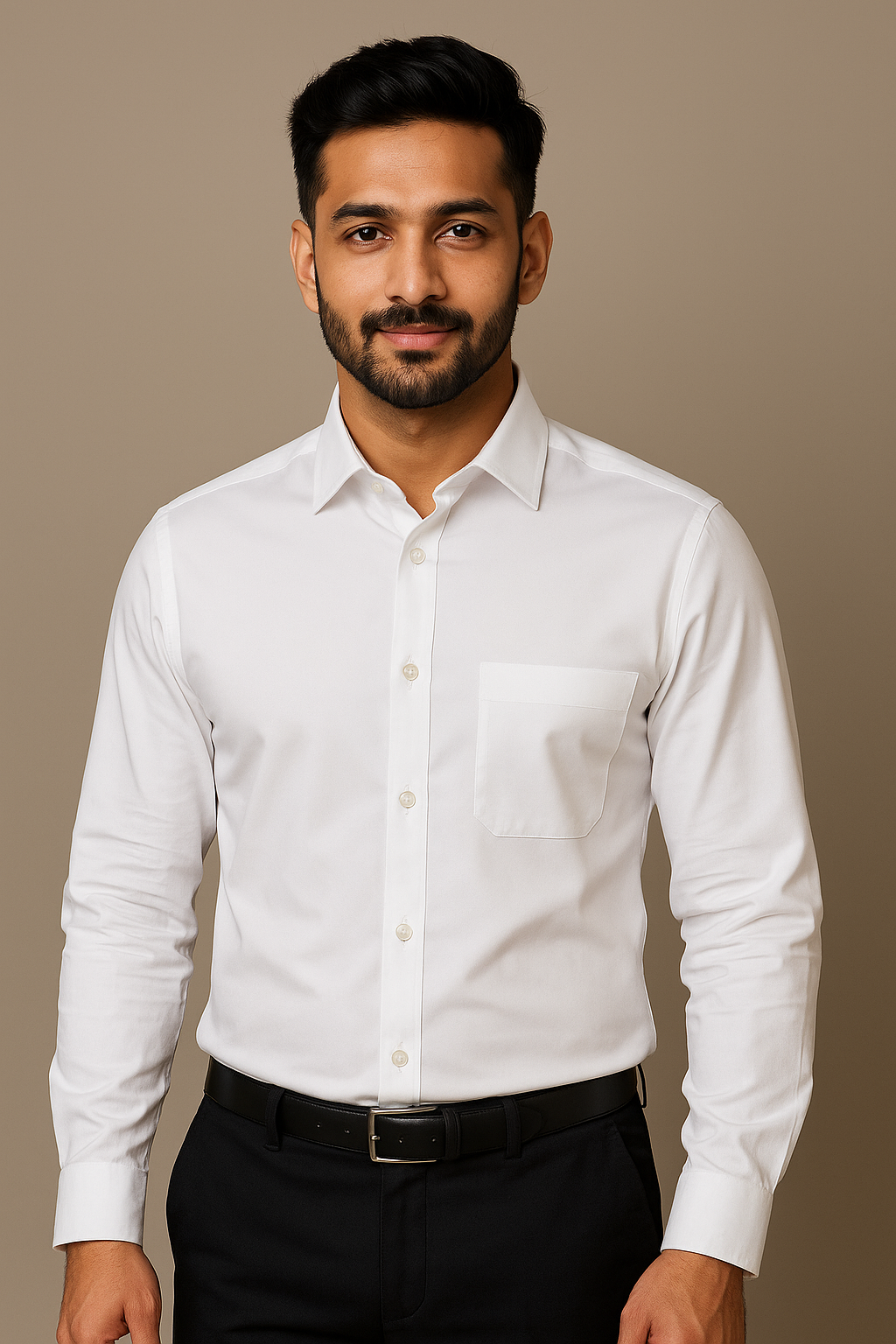 Mitty White Classic Cotton Full Sleeve Shirt for Men