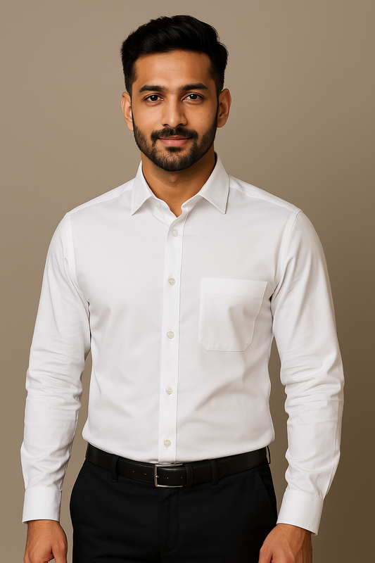 Mitty White Classic Cotton Full Sleeve Shirt for Men