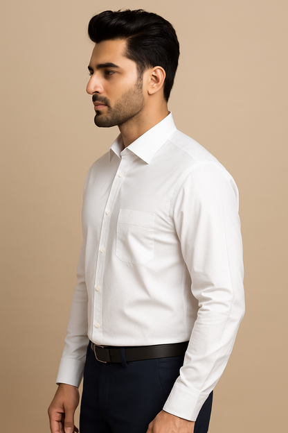 Mitty White Classic Cotton Full Sleeve Shirt for Men
