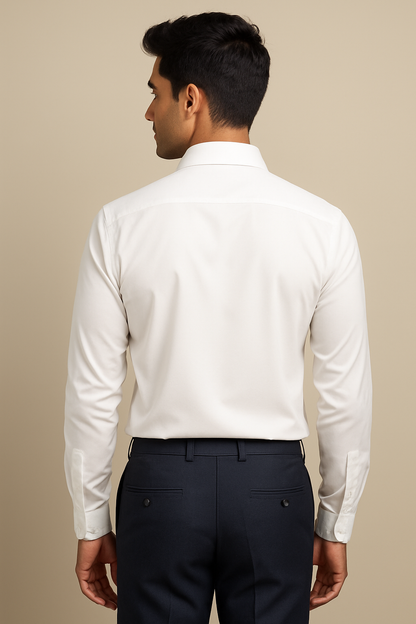 Mitty White Classic Cotton Full Sleeve Shirt for Men