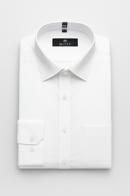 Mitty White Classic Cotton Full Sleeve Shirt for Men