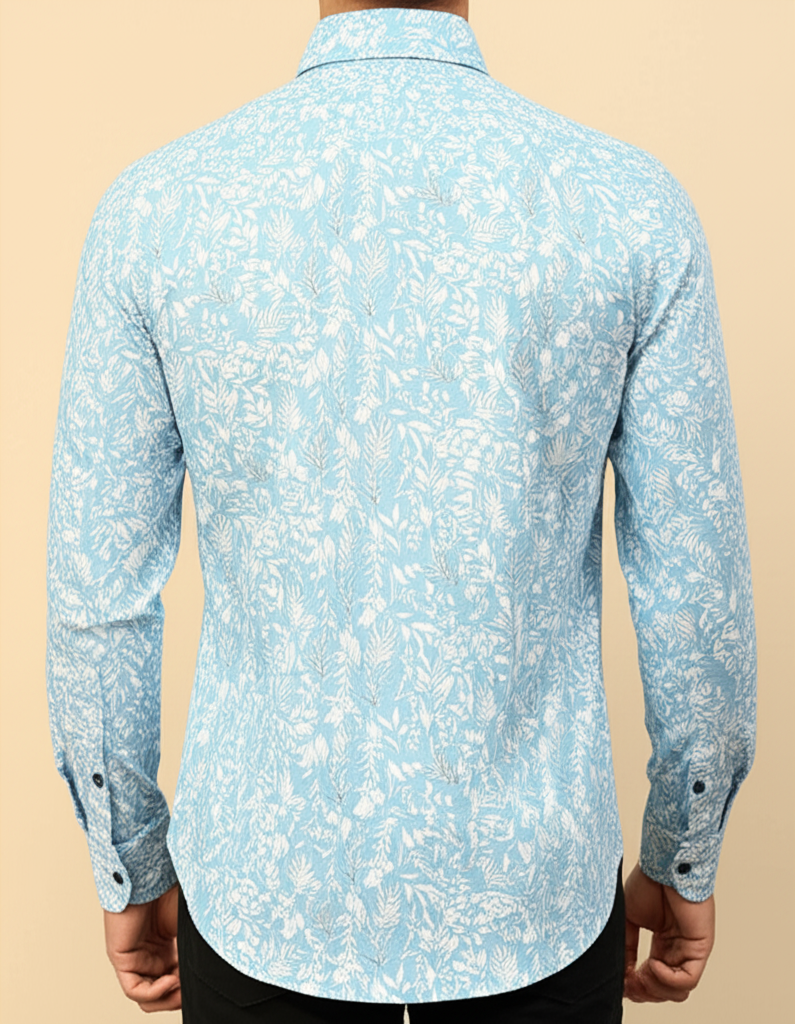 Mitty Light Blue Floral Print Full Sleeve Shirt for Men
