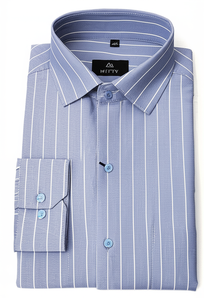 Mitty Light Blue Striped Full Sleeve Linen Shirt for Men