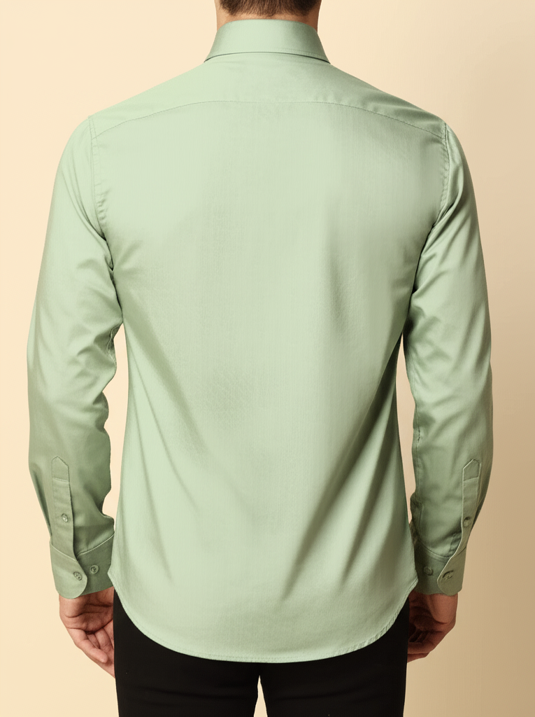 Mitty Light Green Stretch Solid Full Sleeve Shirt for Men