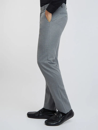 Mitty Grey Structure Slim Fit Polyester Blend Trouser