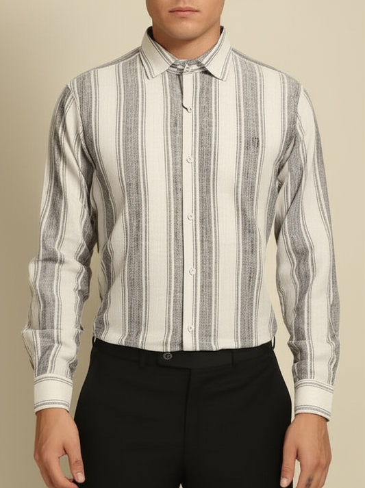 Mitty Striped Linen Full Sleeve Shirt for Men