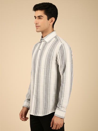 Mitty Striped Linen Full Sleeve Shirt for Men