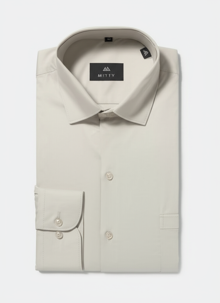 Mitty Light Beige Cotton Full Sleeve Shirt for Men