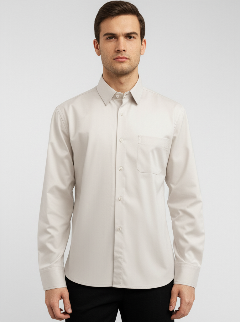 Mitty Light Beige Cotton Full Sleeve Shirt for Men