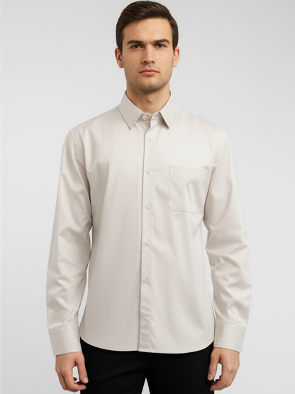 Mitty Light Beige Cotton Full Sleeve Shirt for Men