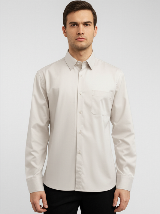 Mitty Light Beige Cotton Full Sleeve Shirt for Men