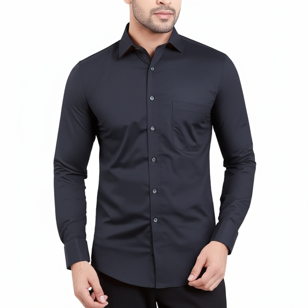 MITTY Black Cotton Full Sleeve Formal Shirt for Men