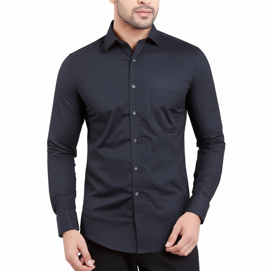 MITTY Black Cotton Full Sleeve Formal Shirt for Men