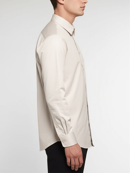 Mitty Light Beige Cotton Full Sleeve Shirt for Men
